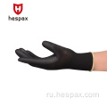 Hespax Black 13G Электронные EN388 PU легкие перчатки